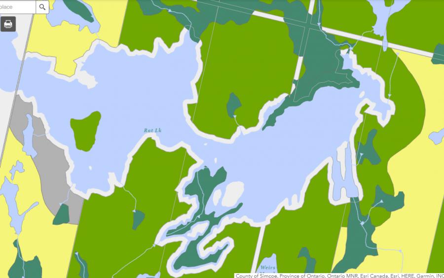 Zoning Map of Rat Lake in Municipality of Gravenhurst and the District of Muskoka
