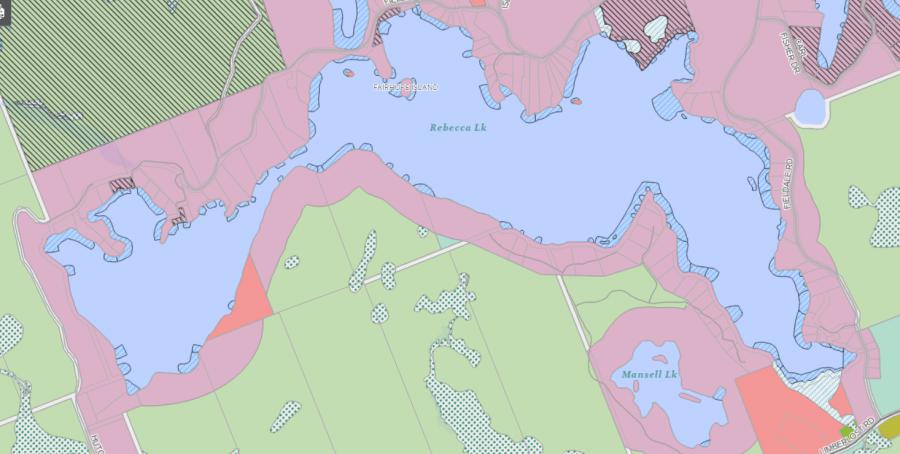 Zoning Map of Rebecca Lake in Municipality of Lake of Bays and the District of Muskoka