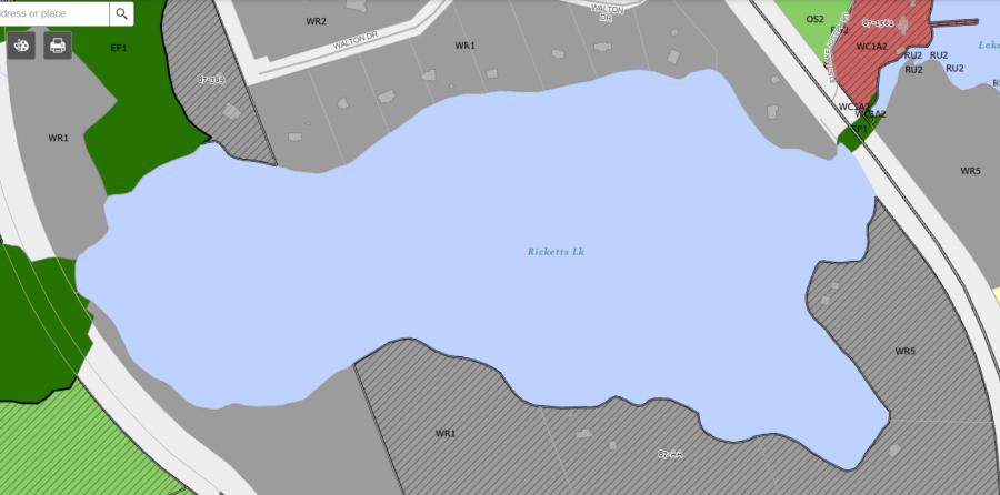 Zoning Map of Ricketts Lake in Municipality of Muskoka Lakes and the District of Muskoka