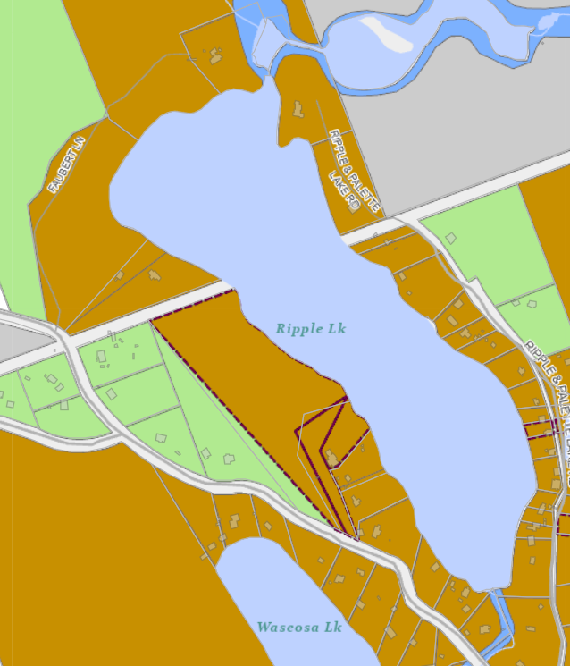 Zoning Map of Ripple Lake in Municipality of Huntsville and the District of Muskoka