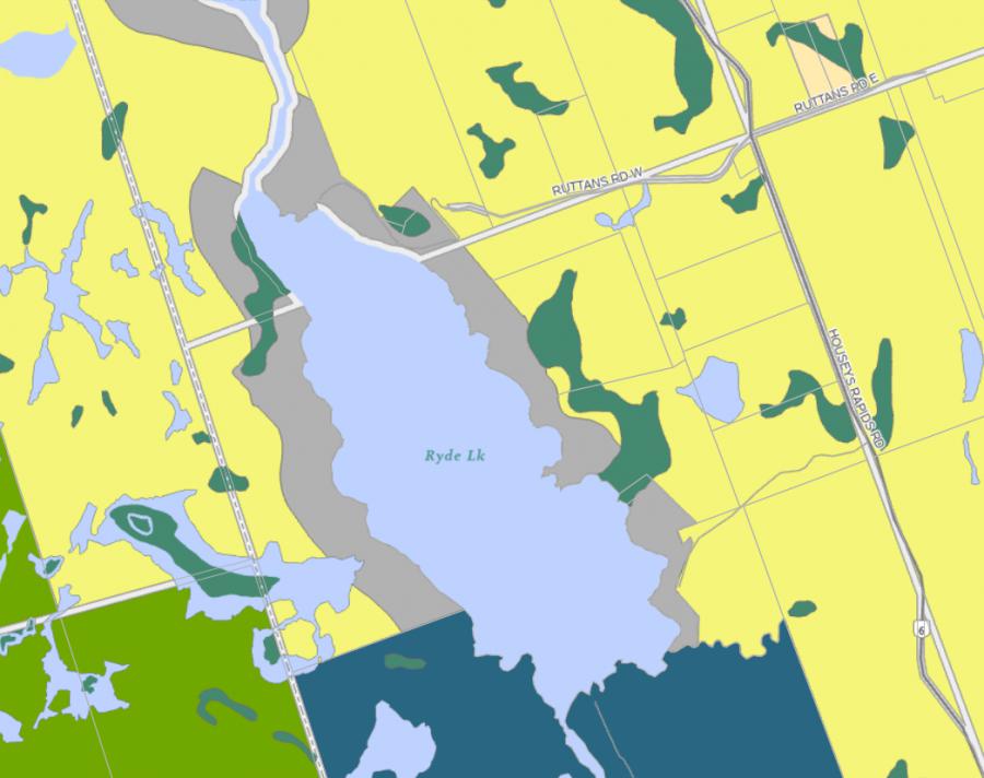 Zoning Map of Ryde Lake in Municipality of Gravenhurst and the District of Muskoka