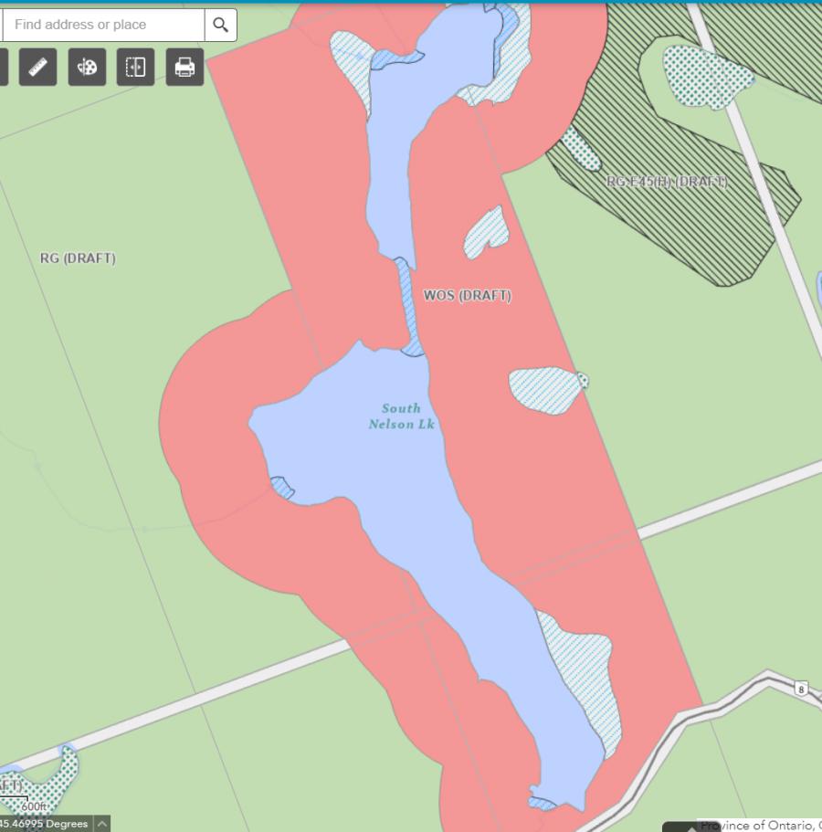 Zoning Map of South Nelson Lake in Municipality of Lake of Bays and the District of Muskoka