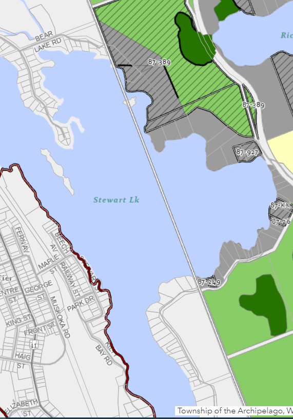 Zoning Map of Stewart Lake in Municipality of Muskoka Lakes and the District of Muskoka