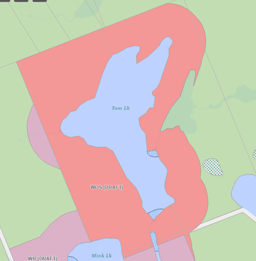Zoning Map of Tom Lake in Municipality of Lake of Bays and the District of Muskoka
