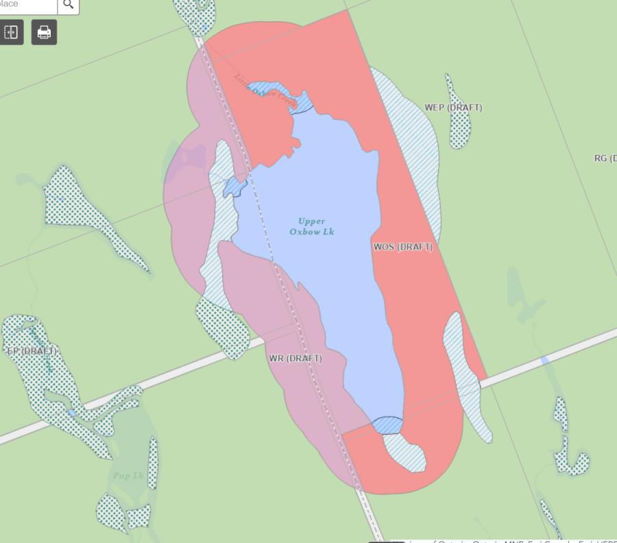 Zoning Map of Upper Oxbow Lake in Municipality of Lake of Bays and the District of Muskoka