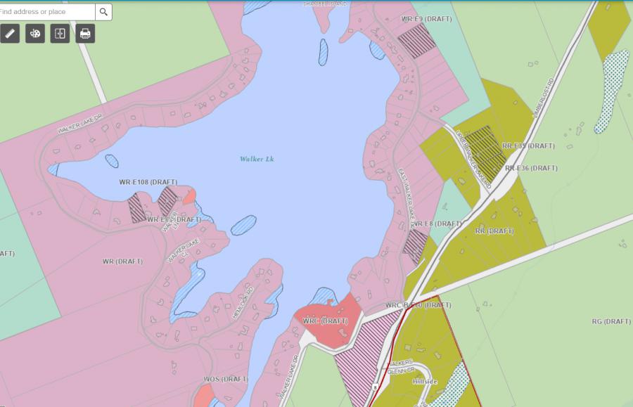 Zoning Map of Walker Lake in Municipality of Lake of Bays and the District of Muskoka
