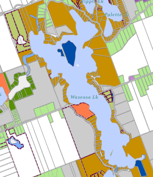 Zoning Map of Waseosa Lake in Municipality of Huntsville and the District of Muskoka