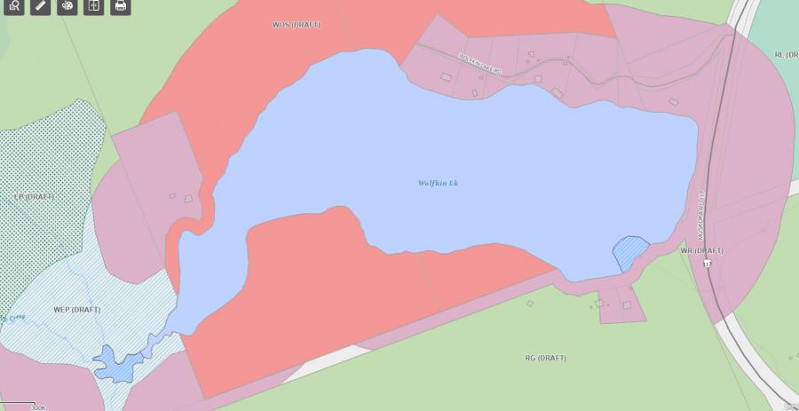 Zoning Map of Wolfkin Lake in Municipality of Lake of Bays and the District of Muskoka