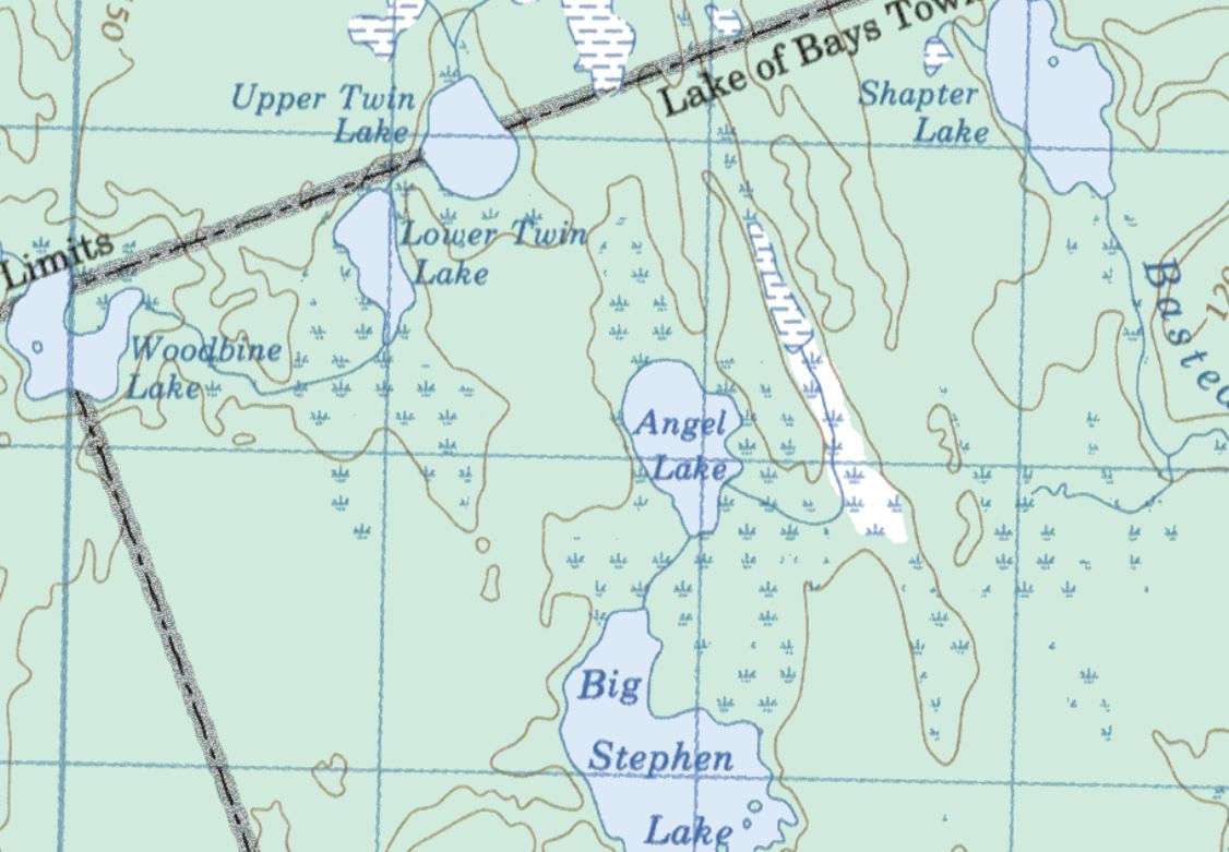 Topographical Map of Angel Lake -  - Muskoka