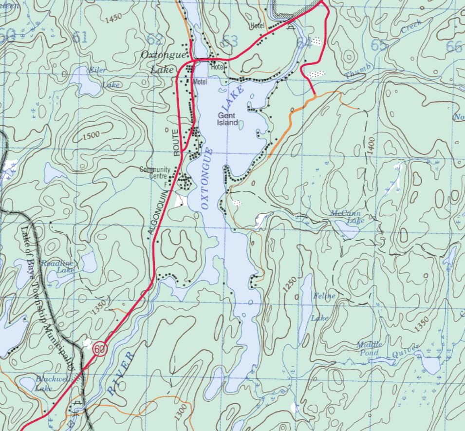 Topographical Map of Oxtongue Lake -  - Muskoka