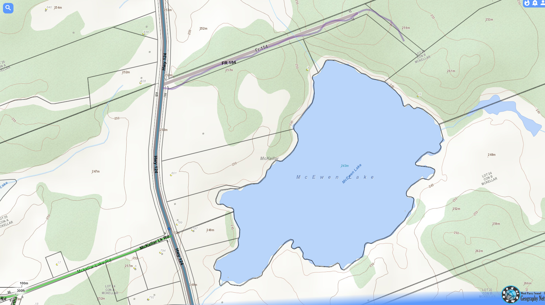 McEwen Lake Cadastral Map - McEwen Lake - Muskoka