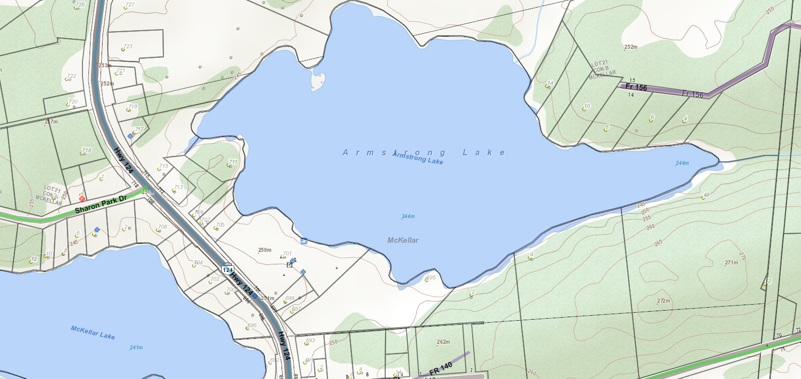 Armstrong Lake Cadastral Map - Armstrong Lake - Muskoka