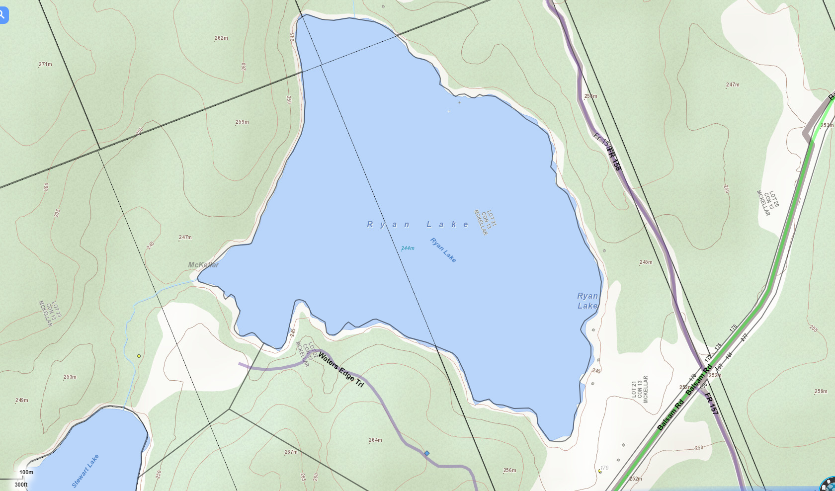 Ryan Lake Cadastral Map - Ryan Lake - Muskoka