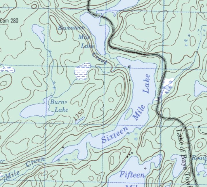 Topographical Map of Sixteen Mile Lake -  - Muskoka