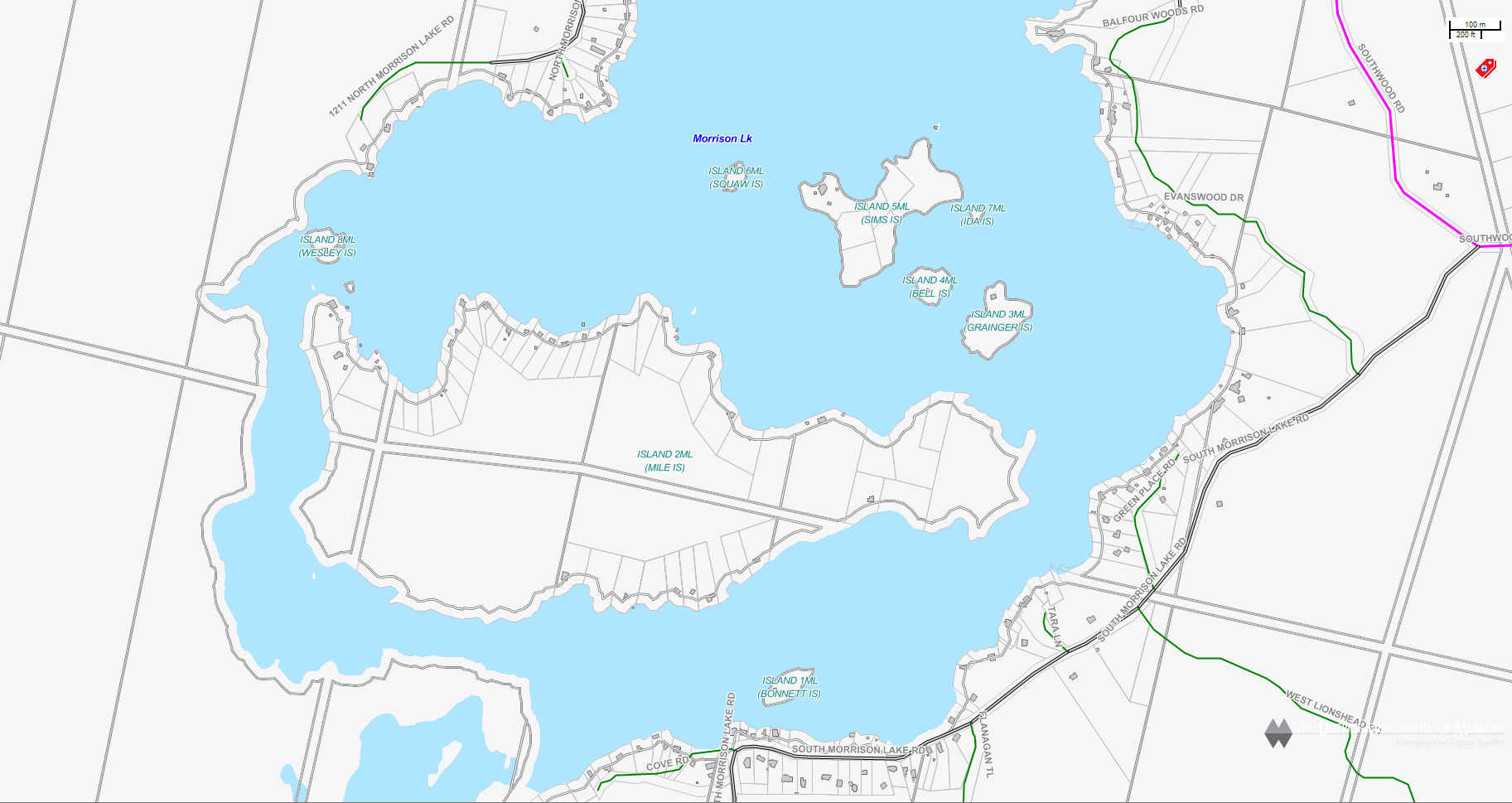 Morrison Lake Cadastral Map - Morrison Lake - Muskoka