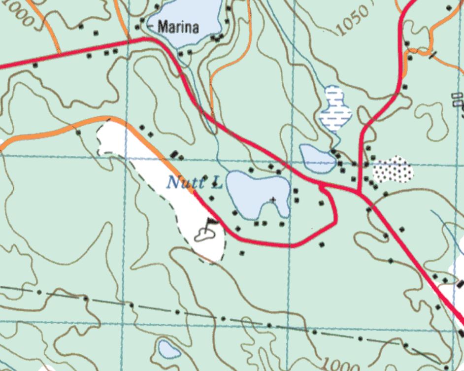 Topographical Map of Nutt Lake -  - Muskoka
