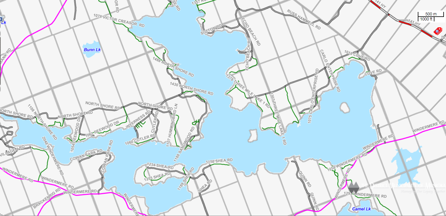 Cadastral Map Three Mile Lake -  - Muskoka