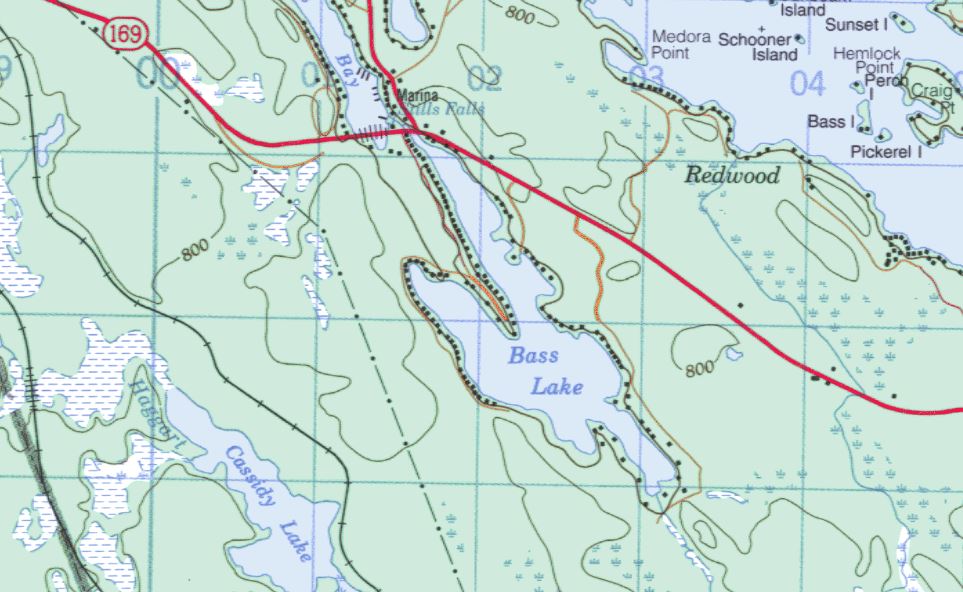 Topographical Map of Bass Lake -  - Muskoka