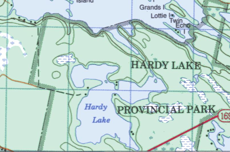Topographical Map of Hardy Lake -  - Muskoka