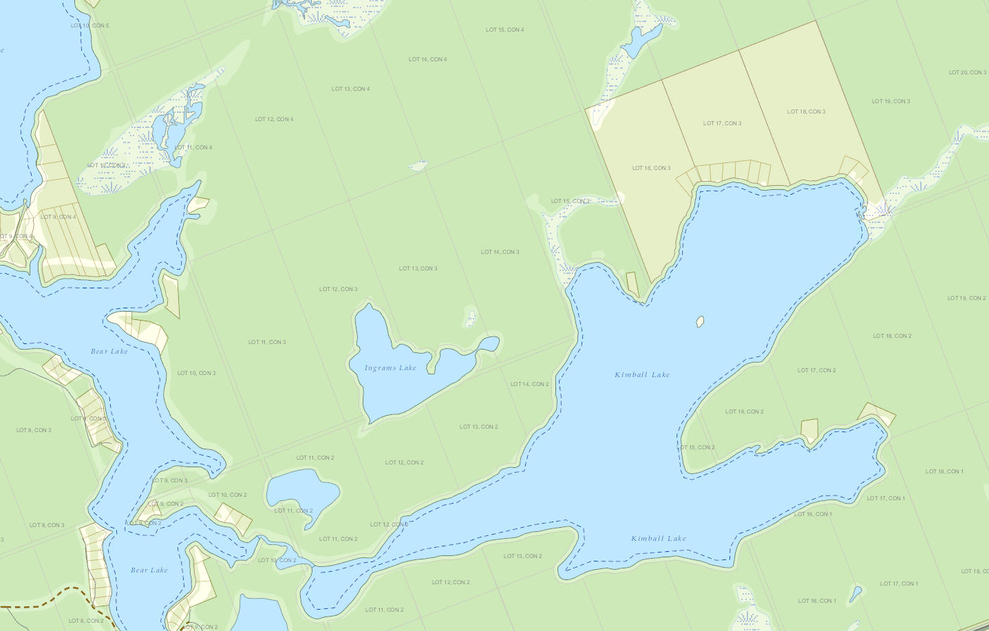 Kimball Lake Cadastral Map - Kimball Lake - Muskoka