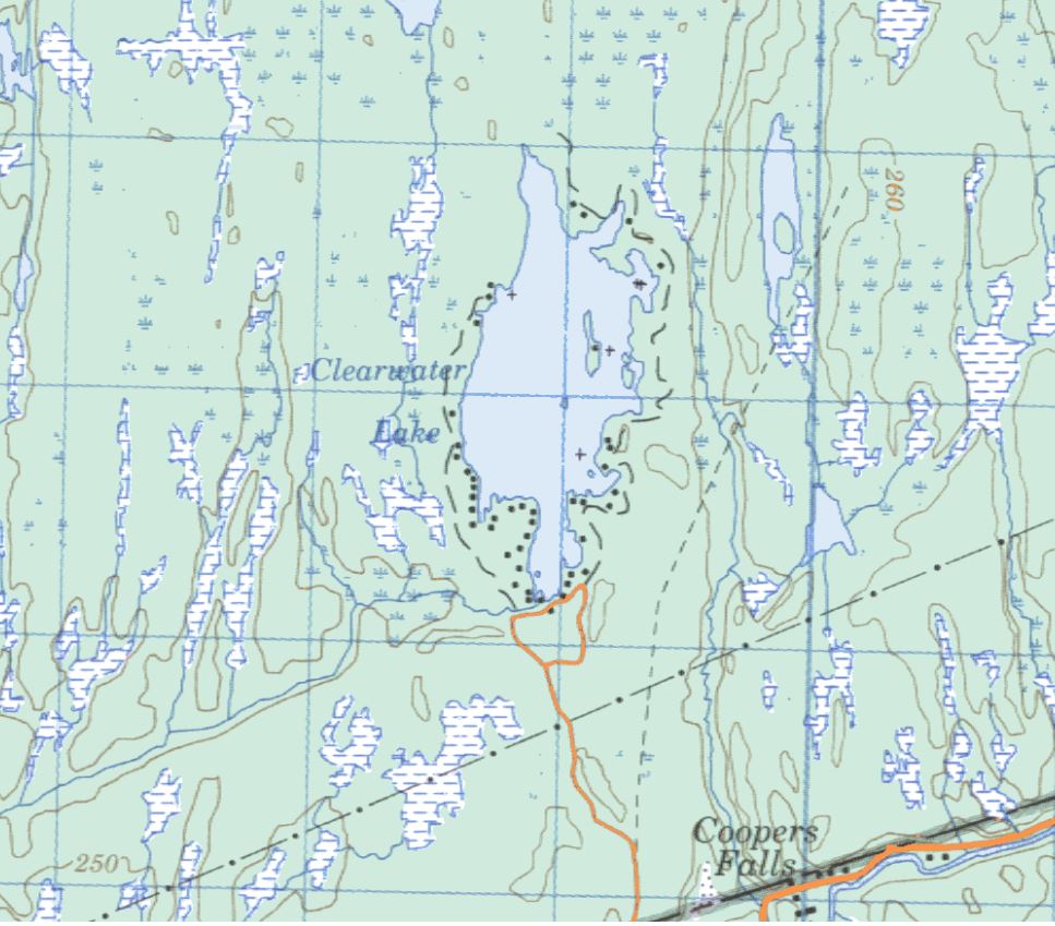 Topographical Map of Clearwater  Lake -  - Muskoka