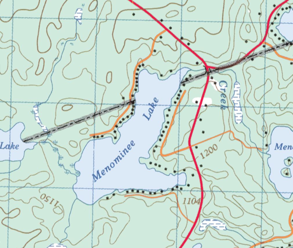 Topographical Map of Menominee Lake -  - Muskoka