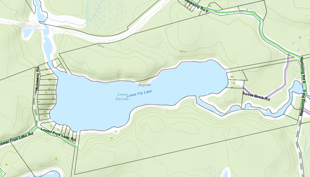Lower Fry Lake Cadastral Map - Lower Fry Lake - Muskoka