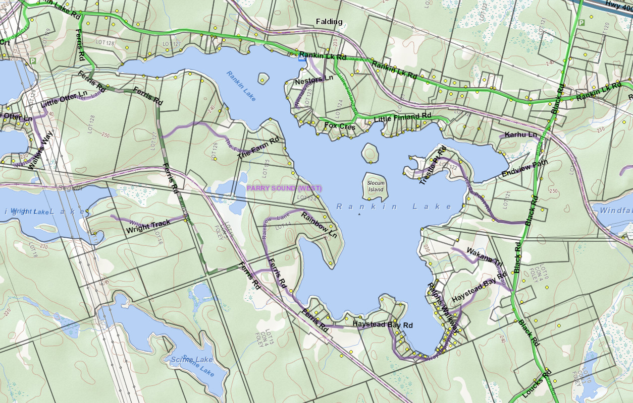 Rankin Lake Cadastral Map - Rankin Lake - Muskoka