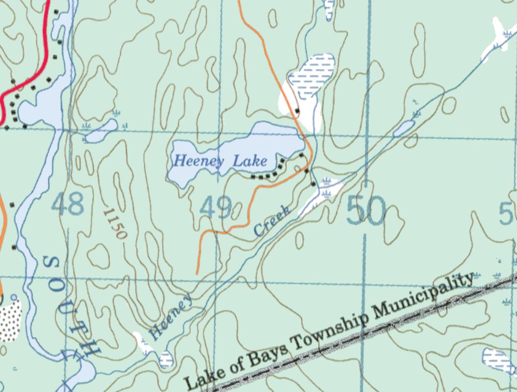 Topographical Map of Heeney Lake -  - Muskoka