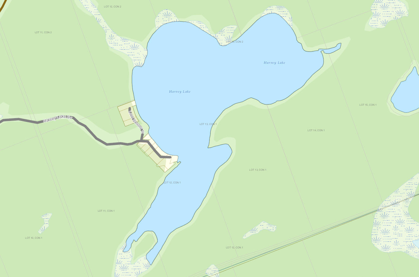 Harvey Lake Cadastral Map - Harvey Lake - Muskoka