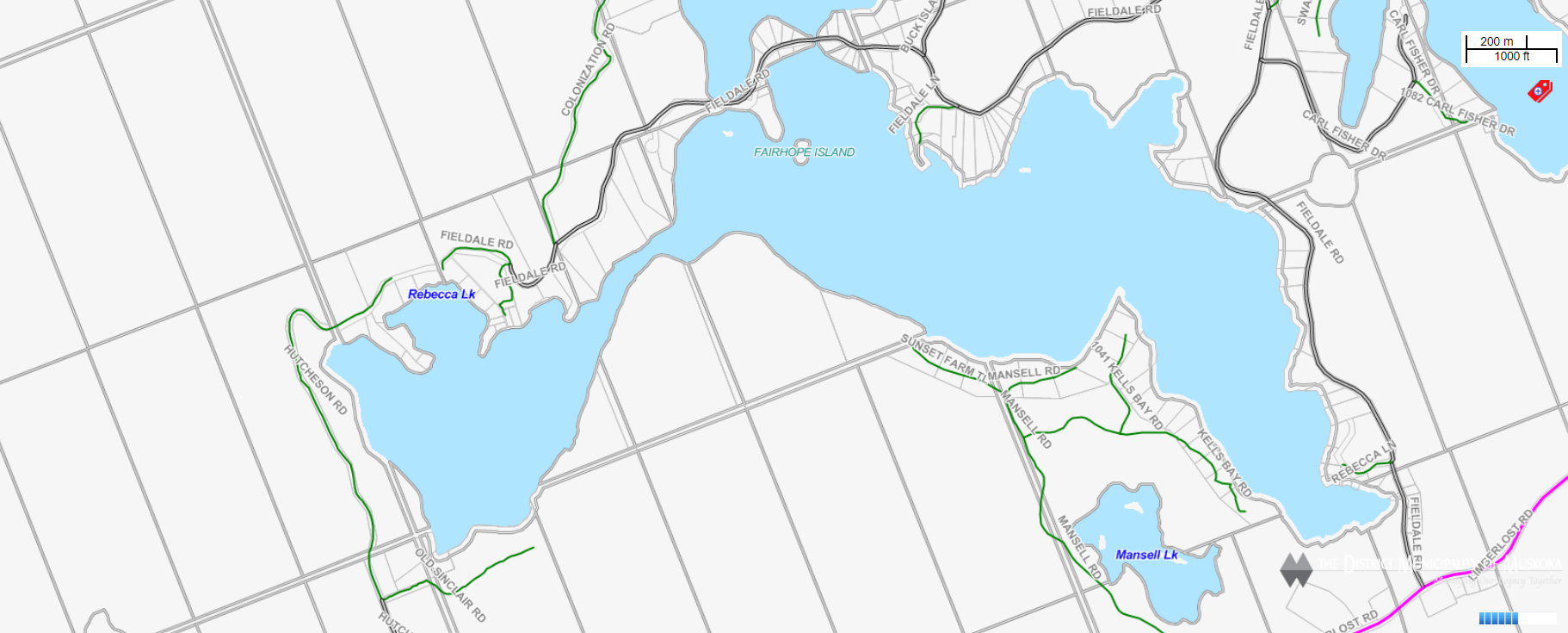 Cadastral Map Rebecca Lake -  - Muskoka