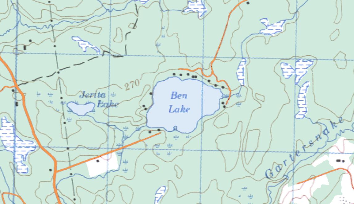 Topographical Map of Ben Lake -  - Muskoka