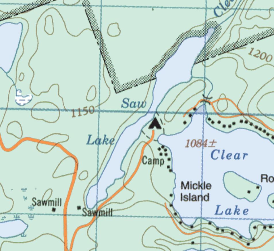 Topographical Map of Saw Lake -  - Muskoka