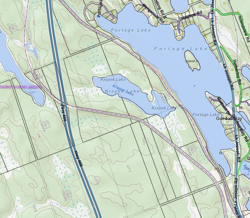 Portage Lake Cadastral Map - Portage Lake - Muskoka