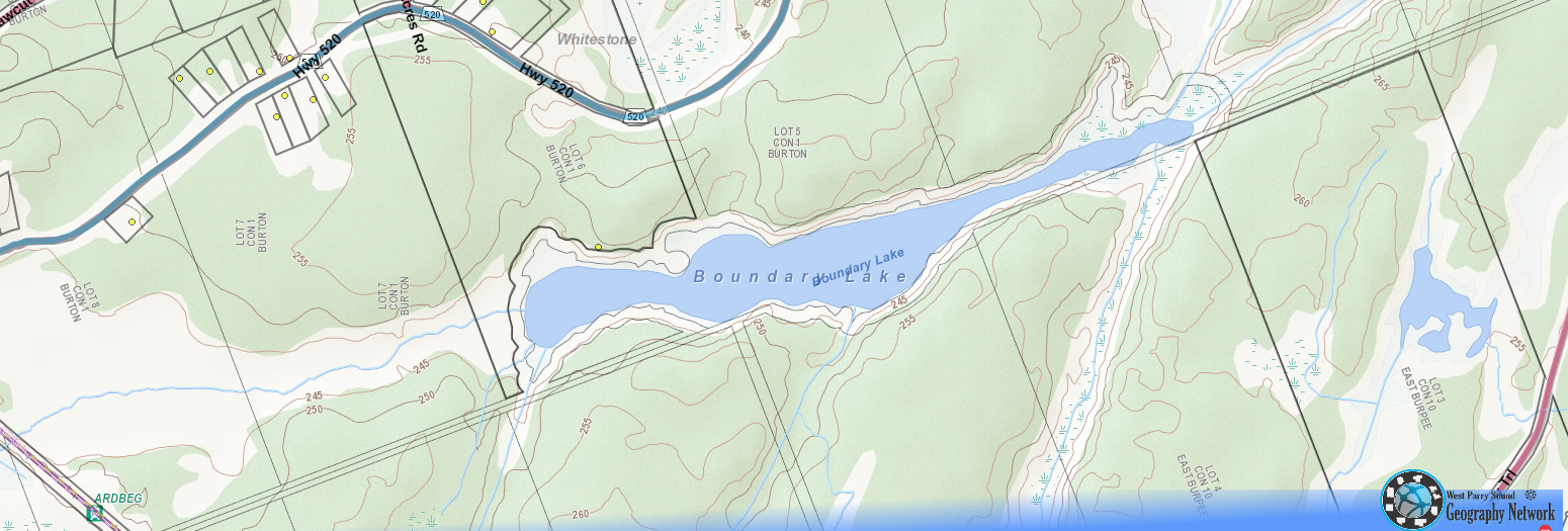 Boundary Lake Cadastral Map - Boundary Lake - Muskoka