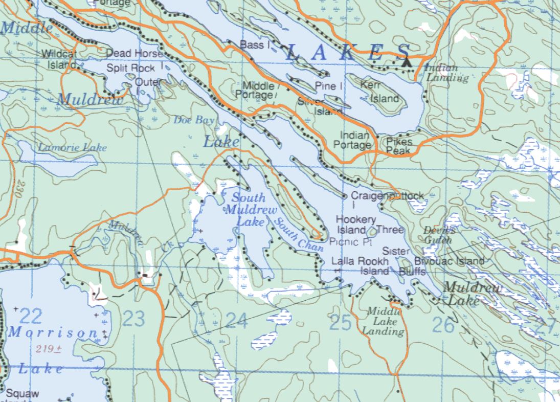Topographical Map of South Muldrew Lake -  - Muskoka