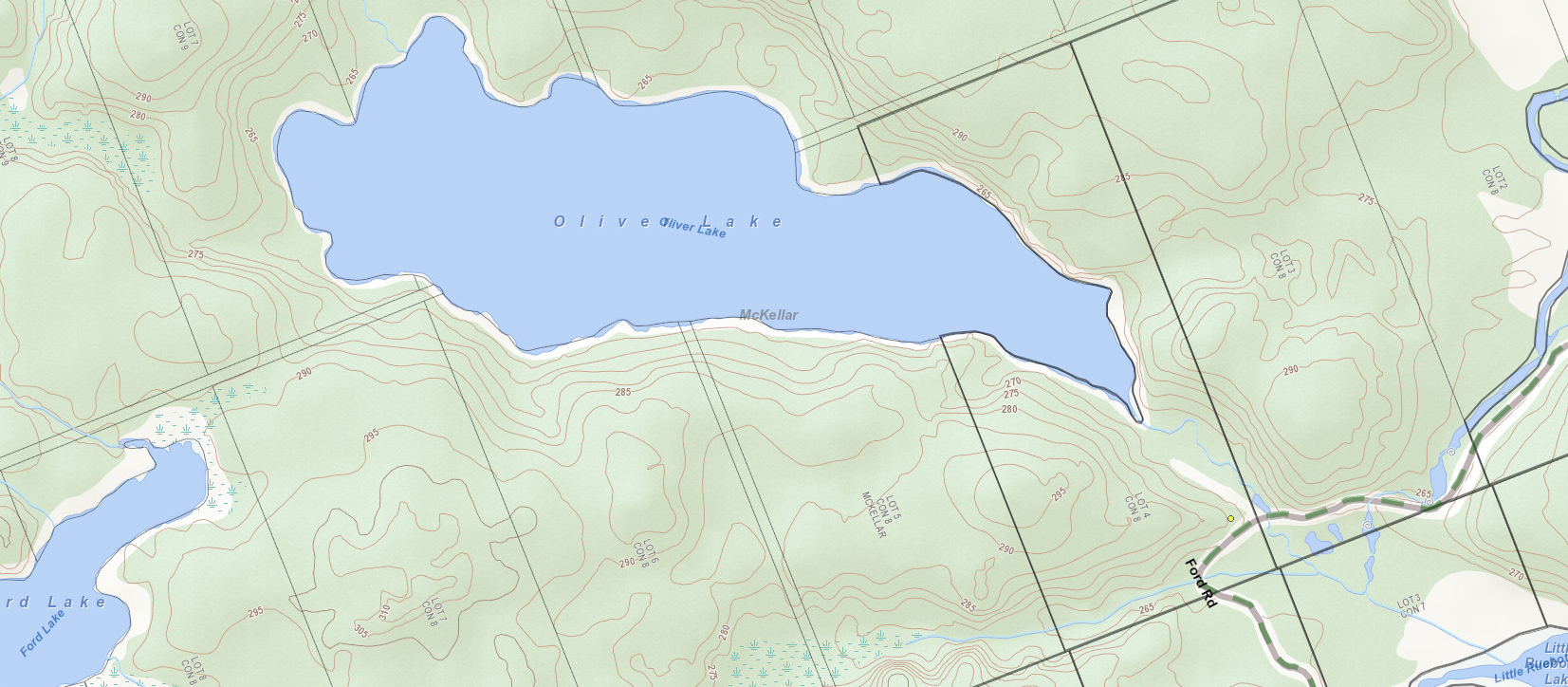 Oliver Lake Cadastral Map - Oliver Lake - Muskoka