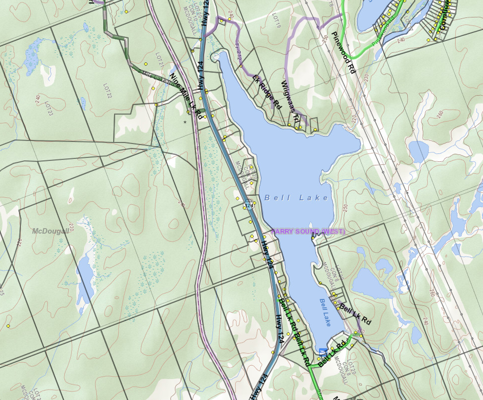 Bell Lake Cadastral Map - Bell Lake - Muskoka