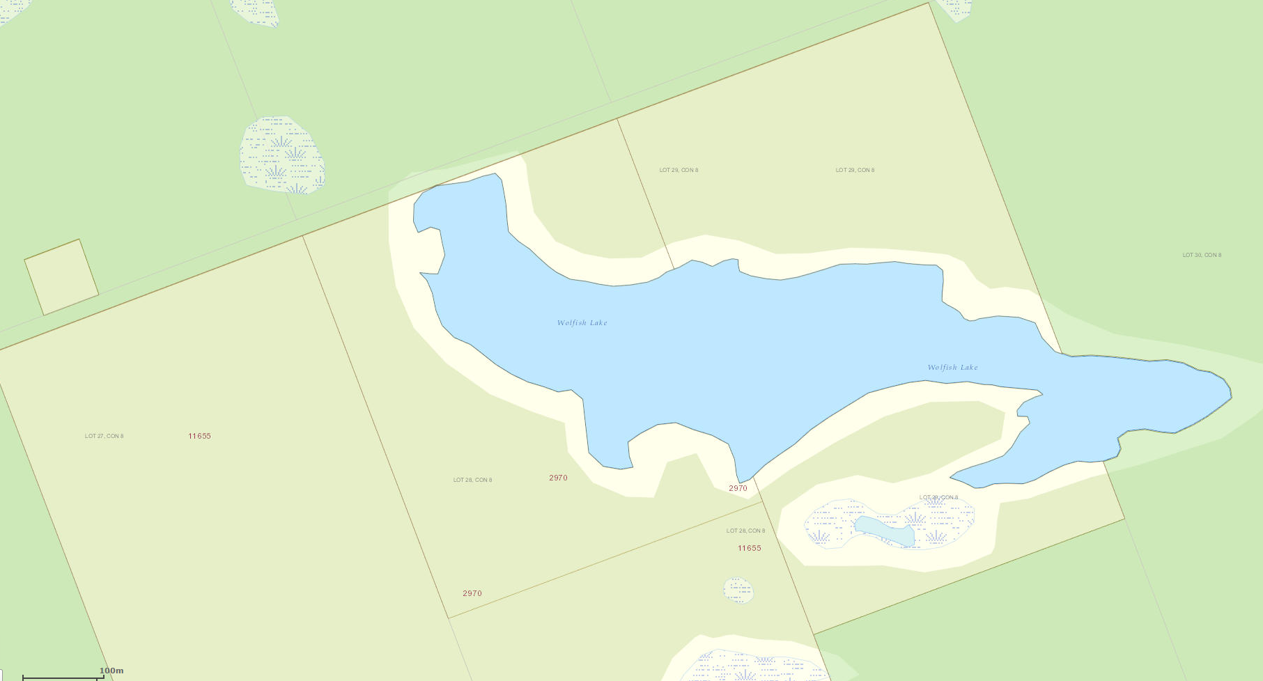 Wolfish Lake Cadastral Map - Wolfish Lake - Muskoka