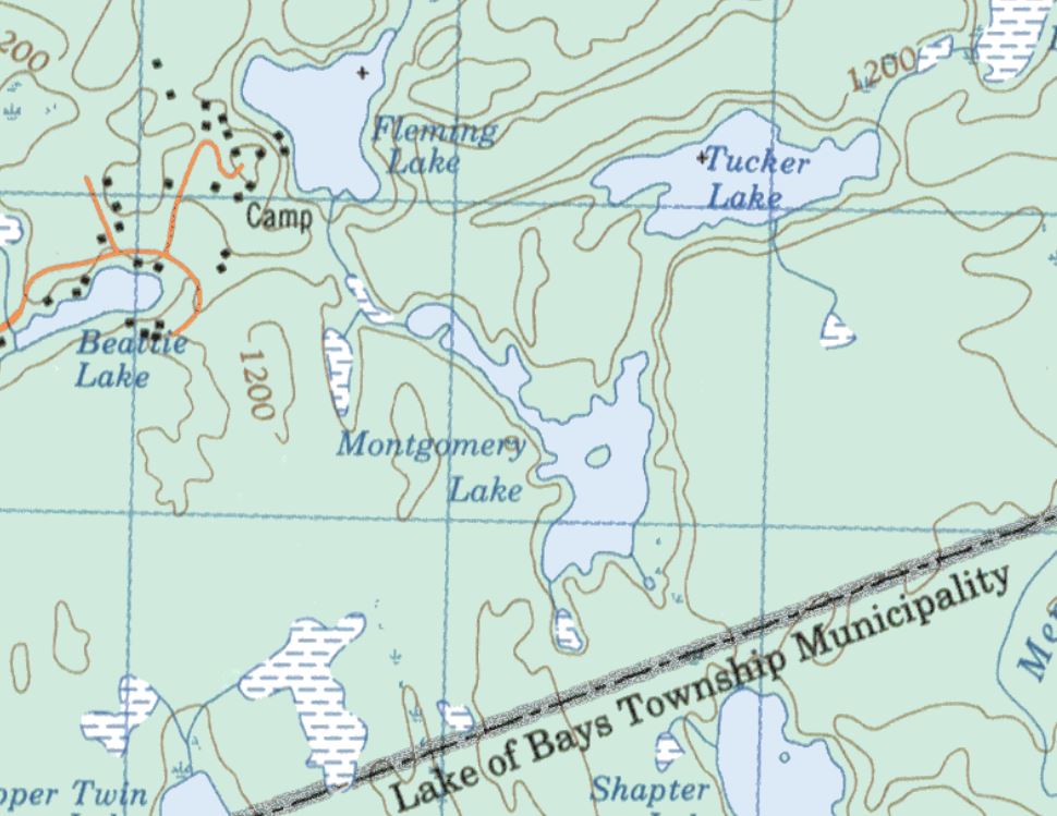 Topographical Map of Montgomery Lake -  - Muskoka