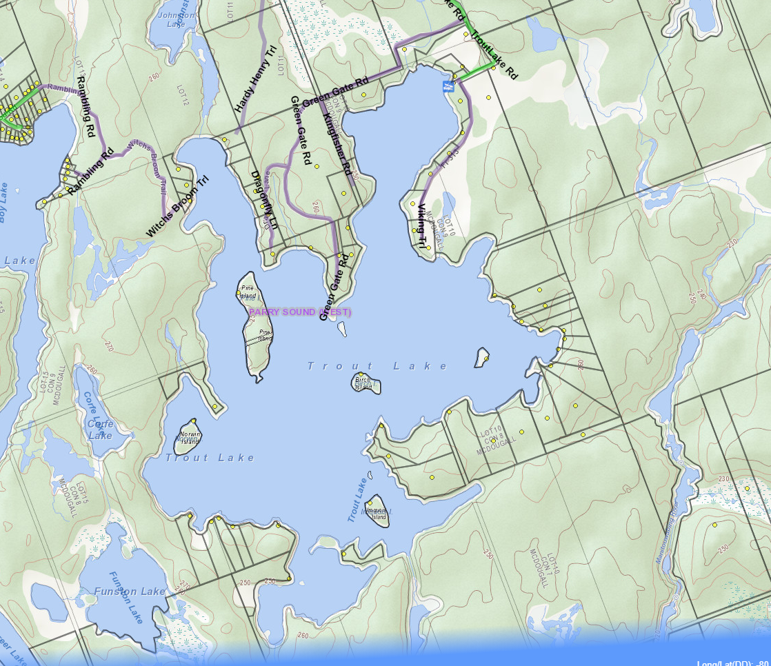 Trout Lake Cadastral Map - Trout Lake - Muskoka