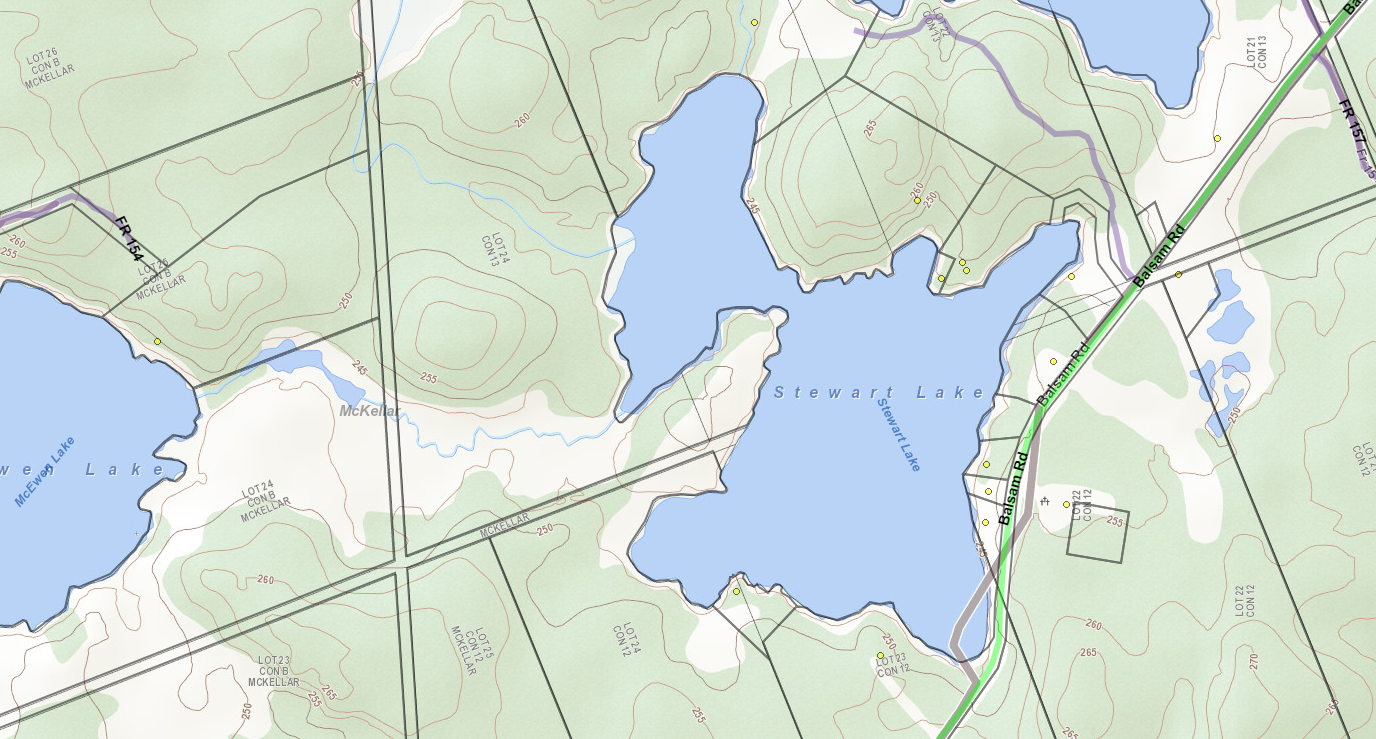 Stewart Lake Cadastral Map - Stewart Lake - Muskoka