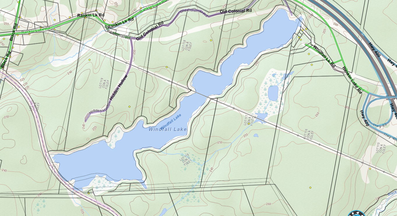 Windfall Lake Cadastral Map - Windfall Lake - Muskoka