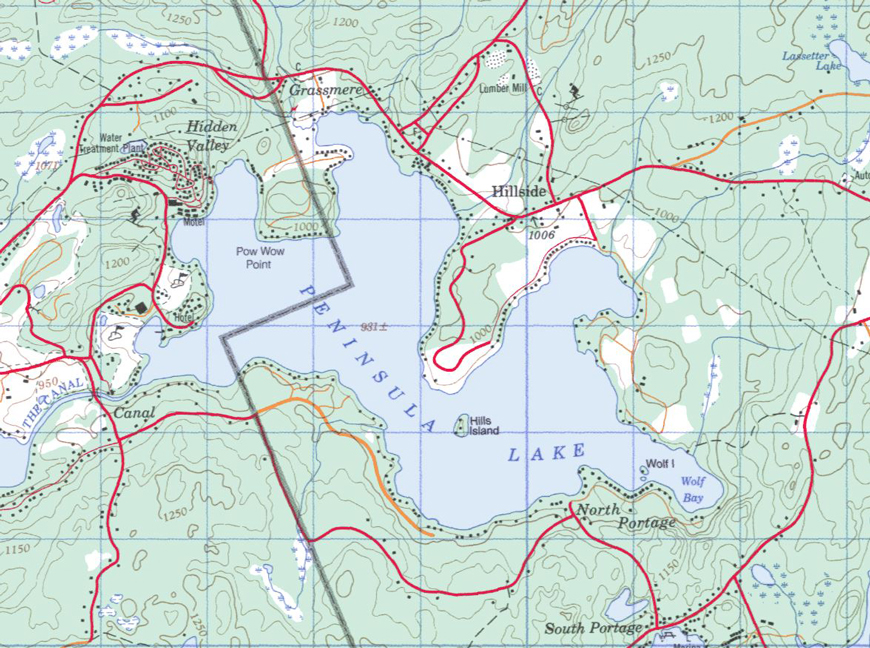 Topographical map of Peninsula Lake - Peninsula Lake - Muskoka
