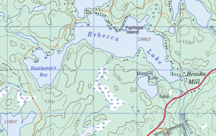 Topographical map of Rebecca Lake - Rebecca Lake - Muskoka