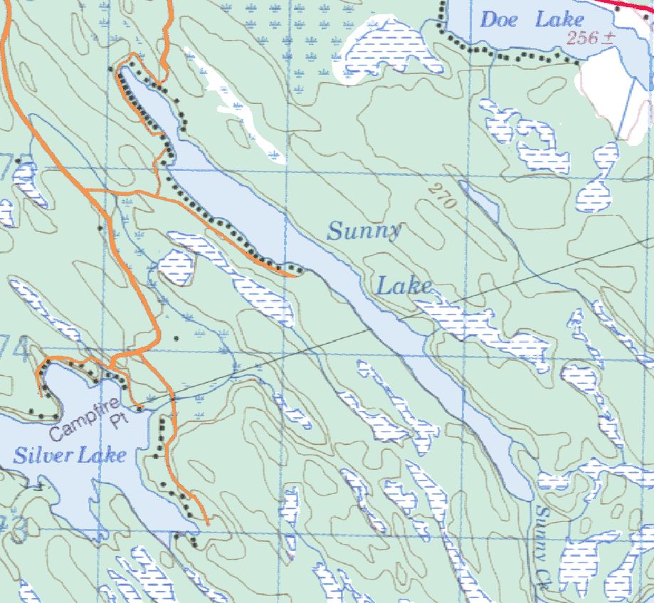Topographical map of Sunny Lake - Sunny Lake - Muskoka