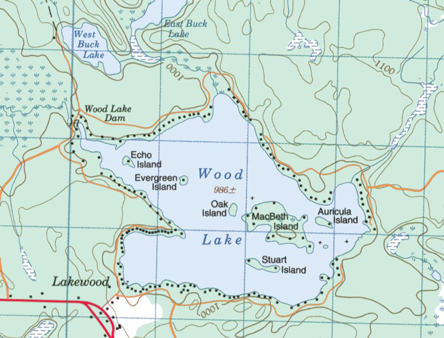 Topographical Map of Wood Lake - Wood Lake - Muskoka