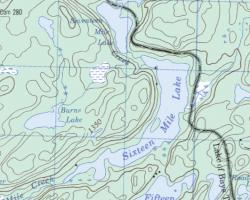 Topographical Map of Sixteen Mile Lake
