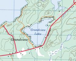 Topographical Map of Grandview Lake